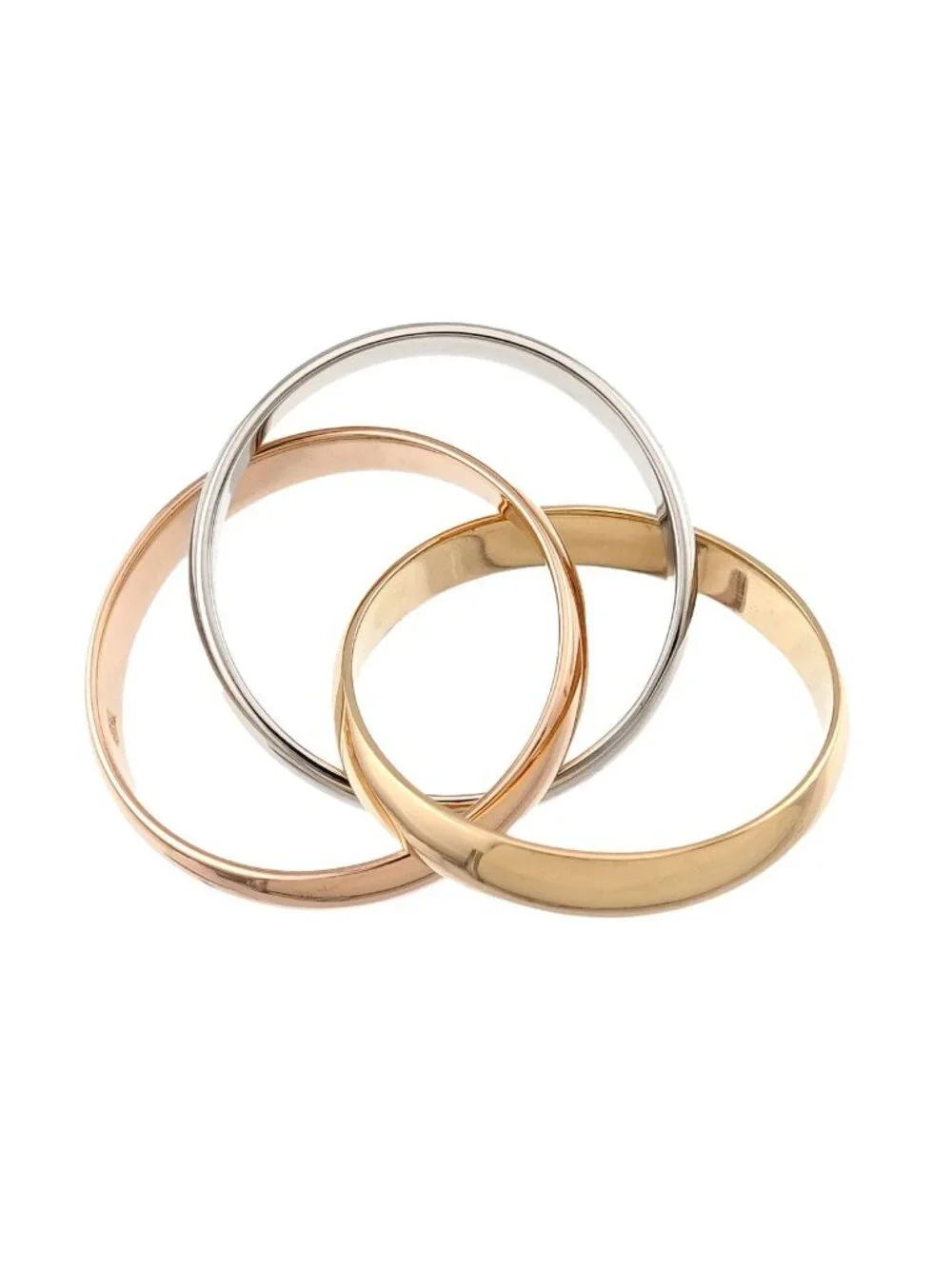 Cartier Trinity 53 Ring MM 18k YG WG PG Triple Strand Three Gold 750